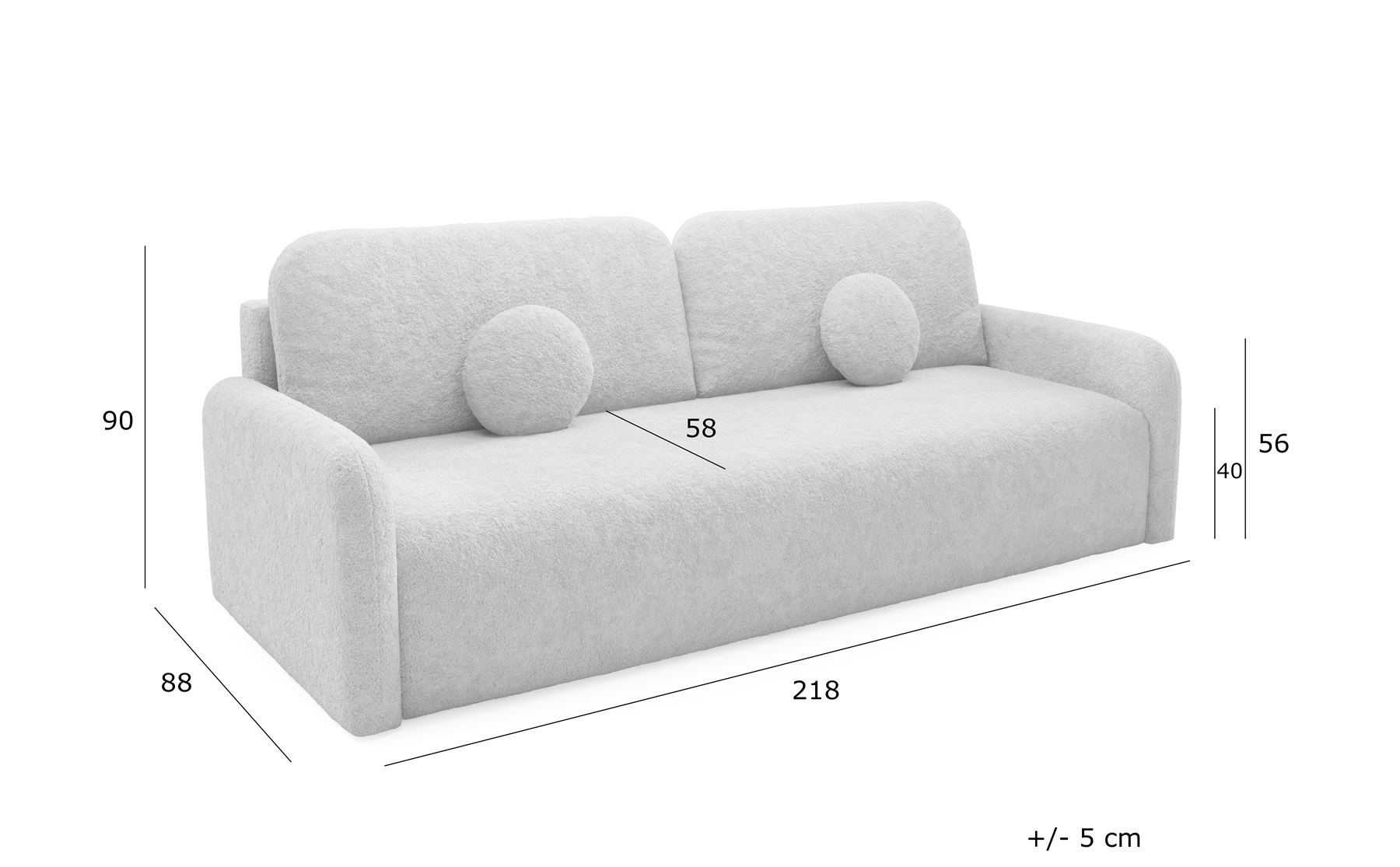 RAVI Kanapa trzyosobowa z pojemnikiem na pościel w tkaninie Fredo - zdjęcie produktu